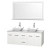 Centra 60 In. Double Vanity in White with White Carrera Top with White Porcelain Sinks and 58 In. Mirror