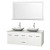 Centra 60 In. Double Vanity in White with White Carrera Top with White Carrera Sinks and 58 In. Mirror