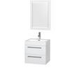 Amare 24 In. Single Glossy White Bathroom Vanity, Acrylic Resin Top, Integrated Sink, 24 In. Mirror
