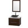 Amare 30 In. Single Espresso Bathroom Vanity, Solid SurfaceTop, Black Granite Sink, 24 In. Mirror
