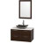Amare 36 In. Single Espresso Bathroom Vanity, Solid SurfaceTop, Black Granite Sink, 24 In. Mirror