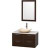 Amare 36 In. Single Espresso Bathroom Vanity, Solid SurfaceTop, Ivory Marble Sink, 24 In. Mirror