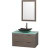 Amare 36 In. Single Grey Oak Bathroom Vanity, Green Glass Top, Black Granite Sink, 24 In. Mirror