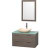 Amare 36 In. Single Grey Oak Bathroom Vanity, Green Glass Top, Ivory Marble Sink, 24 In. Mirror