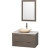 Amare 36 In. Single Grey Oak Bathroom Vanity, Solid SurfaceTop, Ivory Marble Sink, 24 In. Mirror