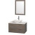 Amare 36 In. Single Grey Oak Bathroom Vanity, Solid SurfaceTop, White Carrera Sink, 24 In. Mirror