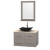 Centra 36 In. Single Vanity in Gray Oak with Ivory Marble Top with Black Granite Sink and 24 In. Mirror