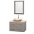 Centra 36 In. Single Vanity in Gray Oak with Ivory Marble Top with Ivory Sink and 24 In. Mirror