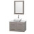 Centra 36 In. Single Vanity in Gray Oak with White Carrera Top with White Porcelain Sink and 24 In. Mirror