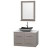 Centra 36 In. Single Vanity in Gray Oak with White Carrera Top with Black Granite Sink and 24 In. Mirror