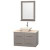 Centra 36 In. Single Vanity in Gray Oak with Ivory Marble Top with Bone Porcelain Sink and 24 In. Mirror