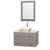 Centra 36 In. Single Vanity in Gray Oak with Ivory Marble Top with White Porcelain Sink and 24 In. Mirror