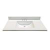 37 In. W x 19 In. D White Vanity Top with Wave Bowl