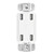 4-Port USB Charger, 4.2 Amp, 25W, 125V, White