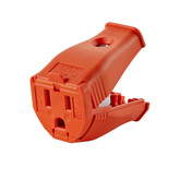 2-Pole, 3 Wire Grounding Outlet. Clamptite Hinged Design 15a-125v, nema 5-15p, Orange Thermoplastic.