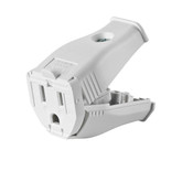 2-Pole, 3 Wire Grounding Outlet. Clamptite Hinged Design 15a-125v, nema 5-15p, White Thermoplastic.