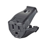 2-Pole, 3 Wire Grounding Outlet. Clamptite Hinged Design 15a-125v, nema 5-15p, Black Thermoplastic.