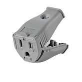 2-Pole, 3 Wire Grounding Outlet. Clamptite Hinged Design 15a-125v, Nema 5-15p, Gray Thermoplastic.