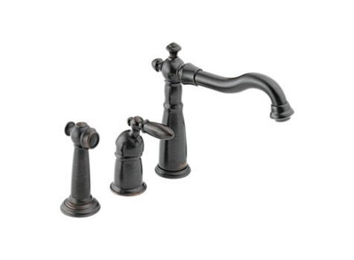 Victorian Single Handle Kitchen Faucet with Spray, Rubbed Bronze
