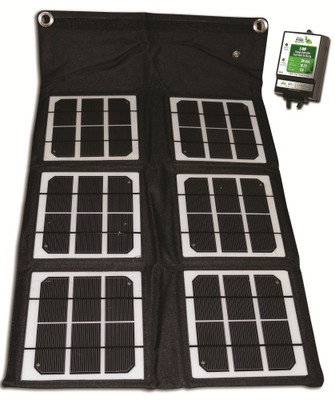 18-Watt Folding Solar Panel with 8 Amp Charge Controller for 12-Volt Charging