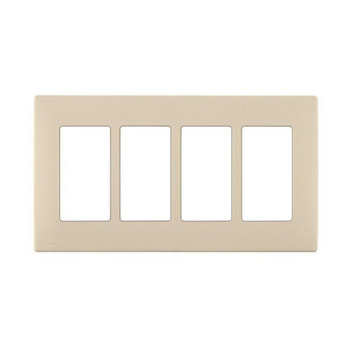 4-Gang Screwless Snap-On Wallplate for 4 Devices, in Wispering Wheat