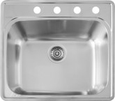 Stainless Steel Topmount Laundry Sink, Single Bowl, 4-Hole