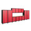 NewAge Products Bold Series 14 Piece Welded Cabinet Set With Black Frame and Red Doors