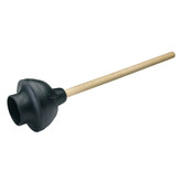 5 1/2 Inch Diameter Toilet Plunger With 18 Inch Wood Handle