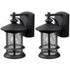Ryder 1 Light Black Wall Lantern - Twin Pack, Seeded Glass