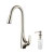Single Lever Pull Down Kitchen Faucet Stainless Steel Finish and Soap Dispenser