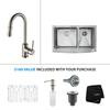 33 Inch Farmhouse Double Bowl Stainless Steel Kitchen Sink with Satin Nickel Kitchen Faucet and Soap Dispenser