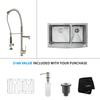 36 Inch Farmhouse Double Bowl Stainless Steel Kitchen Sink with Stainless Steel Finish Kitchen Faucet and Soap Dispenser