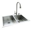 Dual Mount 31.5 In. x 20.5 In. x 10 In. Super Deep Fully Welded Offset Bowl Kitchen Sink in Stainless Steel