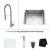23 Inch Undermount Single Bowl Stainless Steel Kitchen Sink with Stainless Steel Finish Kitchen Faucet and Soap Dispenser