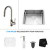 23 Inch Undermount Single Bowl Stainless Steel Kitchen Sink with Satin Nickel Kitchen Faucet and Soap Dispenser