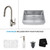 30 Inch Farmhouse Single Bowl Stainless Steel Kitchen Sink with Satin Nickel Kitchen Faucet and Soap Dispenser