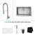 33 Inch Farmhouse Single Bowl Stainless Steel Kitchen Sink with Stainless Steel Finish Kitchen Faucet and Soap Dispenser