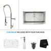 36 Inch Farmhouse Single Bowl Stainless Steel Kitchen Sink with Stainless Steel Finish Kitchen Faucet and Soap Dispenser