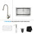 36 Inch Farmhouse Single Bowl Stainless Steel Kitchen Sink with Stainless Steel Finish Kitchen Faucet and Soap Dispenser