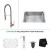 30 Inch Undermount Single Bowl Stainless Steel Kitchen Sink with Stainless Steel Finish Kitchen Faucet and Soap Dispenser