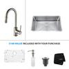 30 Inch Undermount Single Bowl Stainless Steel Kitchen Sink with Satin Nickel Kitchen Faucet and Soap Dispenser