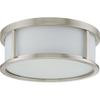 Odeon  3 Light 17 Inch Flush Dome with Satin White Glass Finished in Brushed Nickel