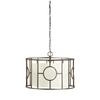 63341 3 Light Hanging Pendant Light Fixture, Burnt Gold Finish with Metal Cage and White Fabric Shade