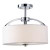 MILANO 3 Light Chrome Semi-Flush Mount, White Fabric Shade With Frosted Glass