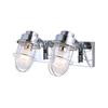 NOVA 2 Light Chrome Vanity with Clear Glass and Metal Guard