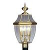 Providence 3 Light Antique Brass Incandescent Post Head with Clear Beveled Glass