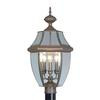 Providence 3 Light Bronze Incandescent Post Head with Clear Beveled Glass