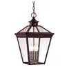 Satin 4 Light Bronze Halogen Outdoor Hanging Lantern With Clear Glass