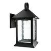 Heritage, Downlight Wall Mount, Clear Seeded Glass Panels, Black