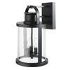 43529 18 Inch Sleek Outdoor Wall Lantern, Black Finish With Clear Glass Shade